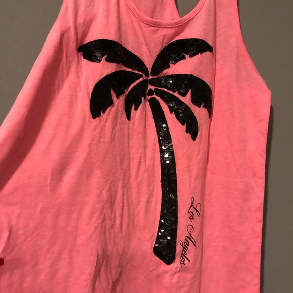 COPY - Pink with black sparkle palm tree tank top from vs - Picture 2 of 4